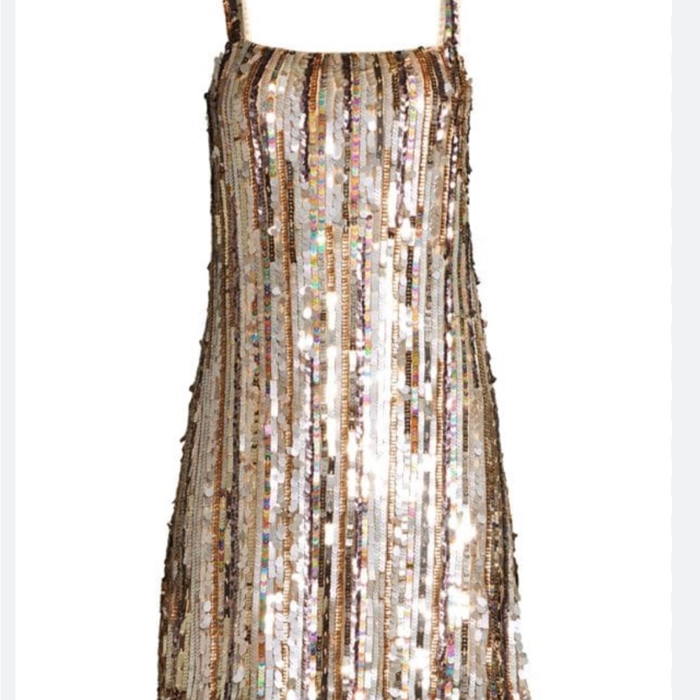 Parker Black Sequin Mini Dress | Size 4 | Gold Silver